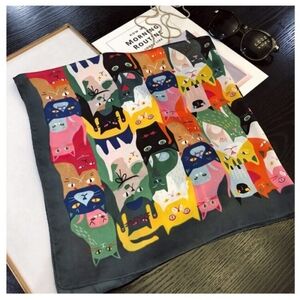 Christi Tasker CATS OUT OF THE BAG SILKY SCARF SHAWL BANDANA